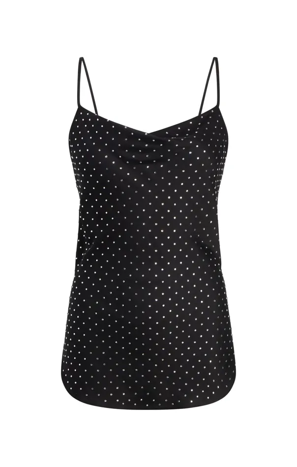 Women Cinq Sept Tank Tops and Camisoles Allover Heatset Marta Cami Black