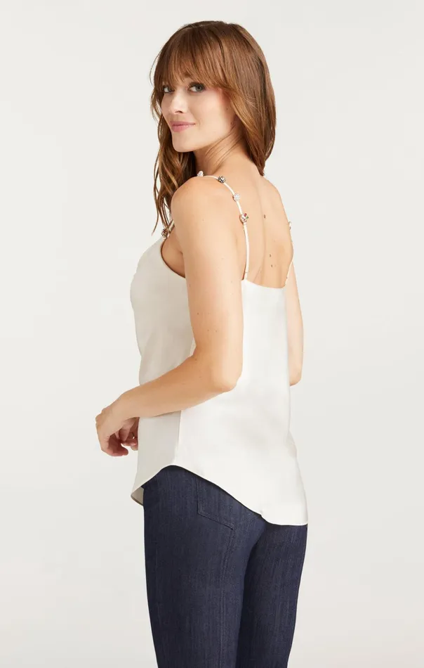 Women Cinq Sept Tank Tops and Camisoles Bohemian Rhinestone Marta Cami Ivory