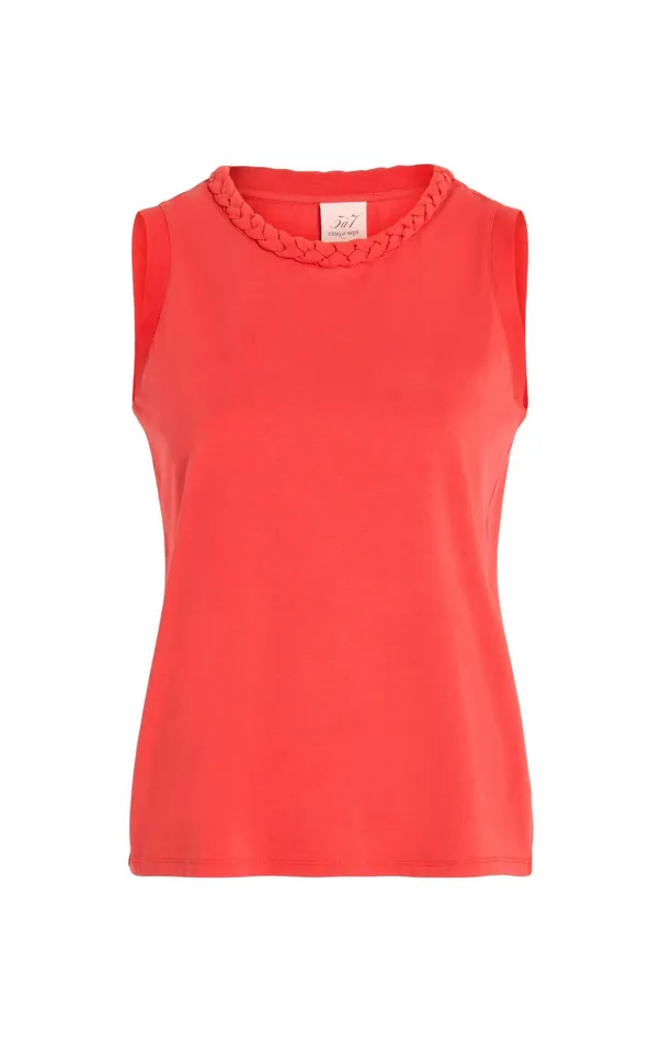 Women Cinq Sept Tank Tops and Camisoles Sleeveless Braided Tee Deep Tangelo