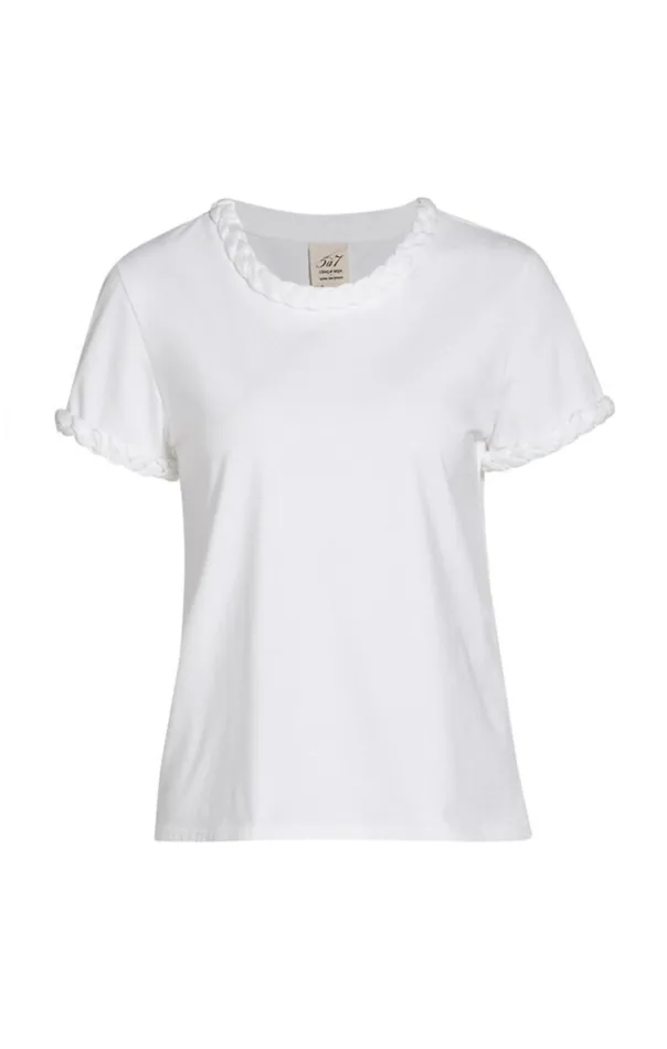 Women Cinq Sept Tees and Pullovers Braided Tee White