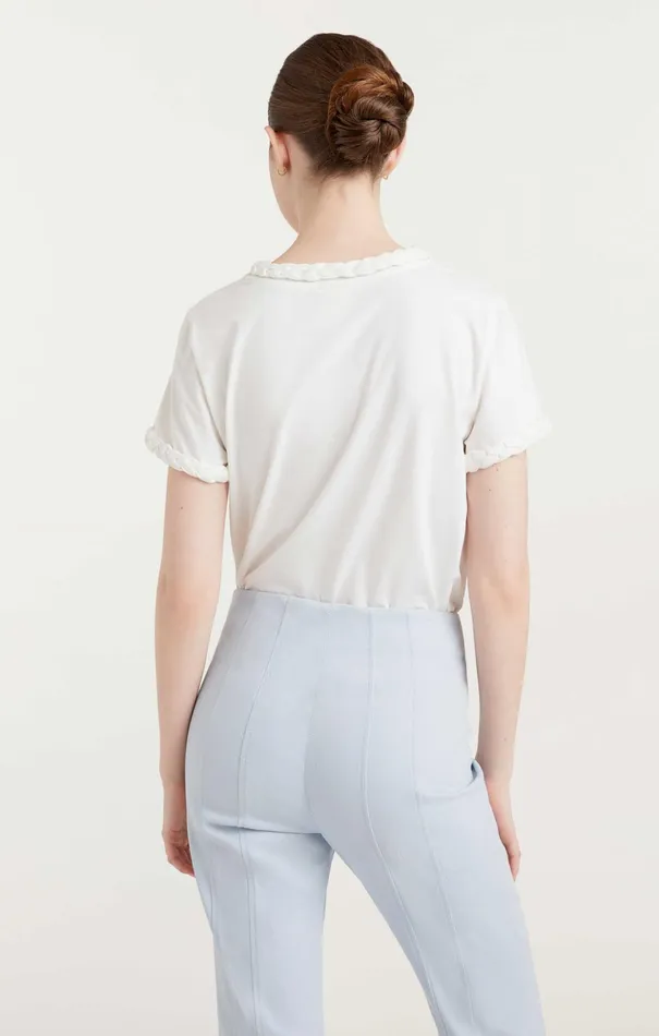 Women Cinq Sept Tees and Pullovers Braided Tee White