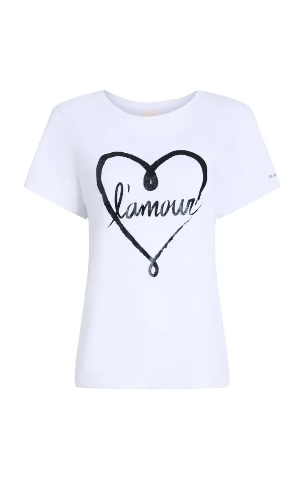 Women Cinq Sept Tees and Pullovers Doodled L039amour Tee Whiteblack