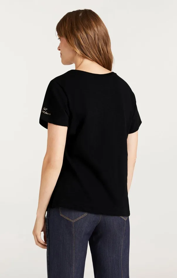 Women Cinq Sept Tees and Pullovers Foiled Joyeux Noel Tee Blackgold