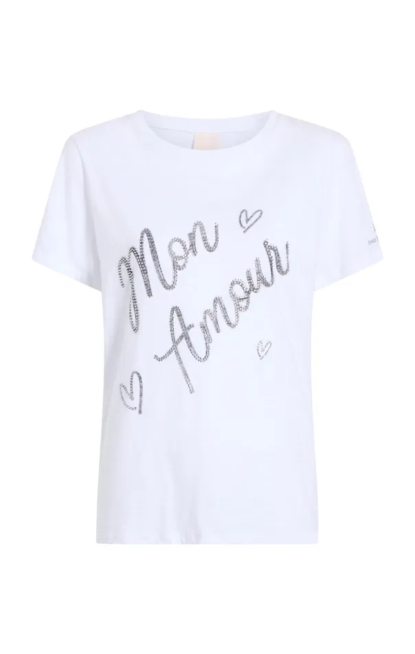Women Cinq Sept Tees and Pullovers Heatset Mon Amour Tee Whiteblack