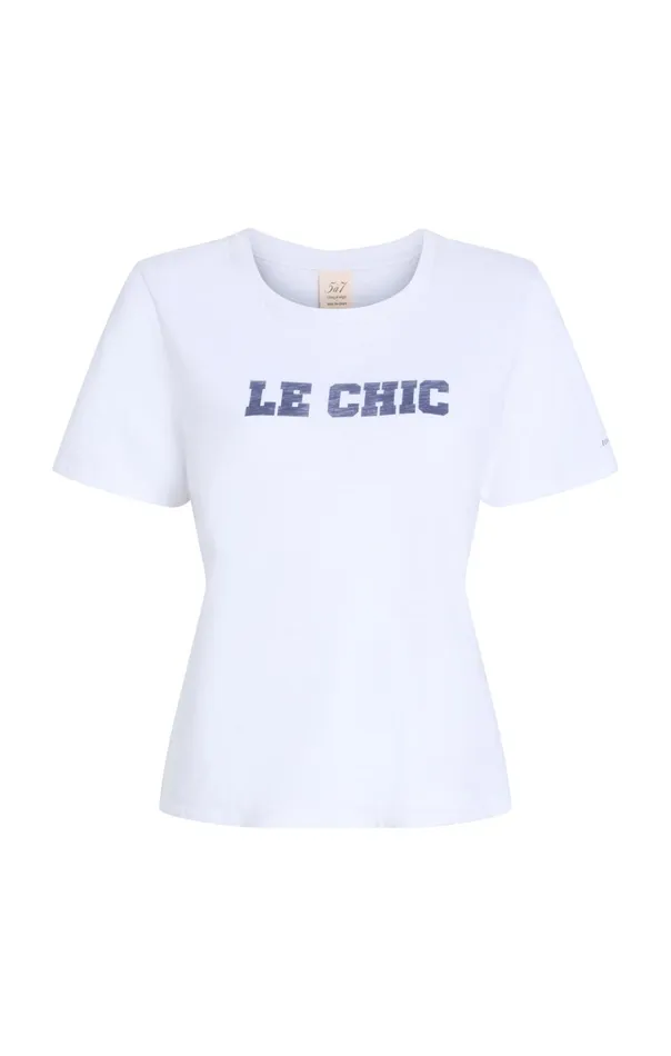 Women Cinq Sept Tees and Pullovers Le Chic Shrunken Tee Whitenavy