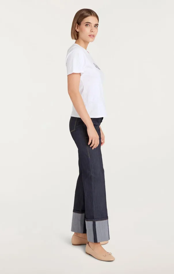 Women Cinq Sept Tees and Pullovers Le Chic Shrunken Tee Whitenavy