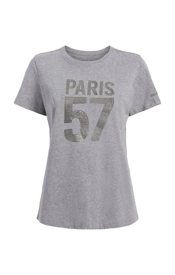 Women Cinq Sept Tees and Pullovers Rhinestone Paris 57 Tee Heather Greysilver Women Cinq Sept Tees and Pullovers Rhinestone Paris 57 Tee Heather Greysilver