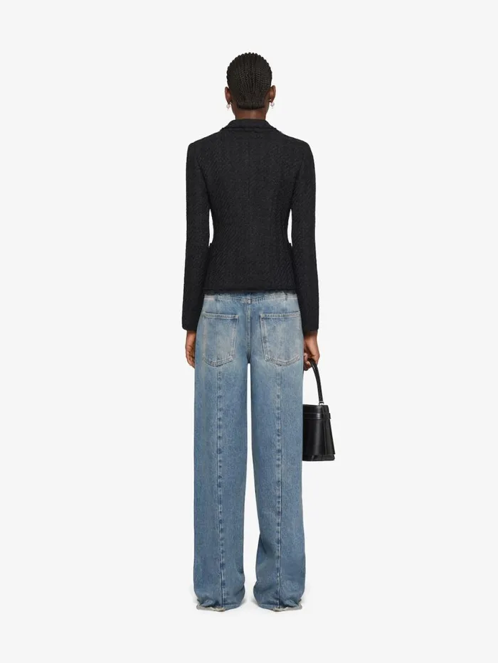 Women Coats and Jackets Givenchy Jacket In Houndstooth Tweed Black