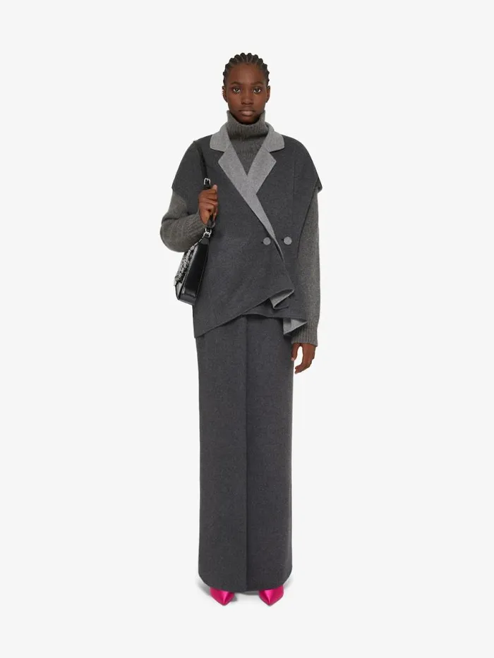 Women Coats and Jackets Givenchy Sleeveless Jacket In Double Face Wool And Cashmere Dark Greygrey