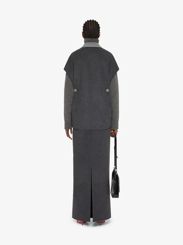 Women Coats and Jackets Givenchy Sleeveless Jacket In Double Face Wool And Cashmere Dark Greygrey