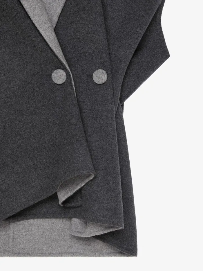 Women Coats and Jackets Givenchy Sleeveless Jacket In Double Face Wool And Cashmere Dark Greygrey