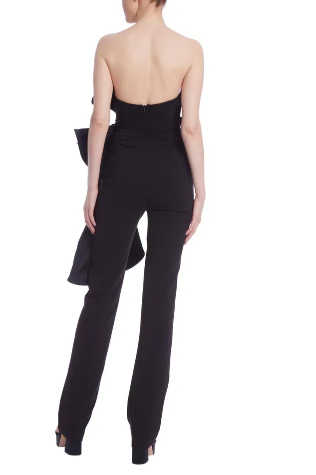 Women Cocktail Badgley Mischka Sculptural Strapless Fitted Jumpsuit Black