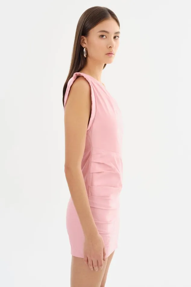 Women COREY One Shoulder Leather Dress Orchid Pink LAMARQUE Dresses Women COREY One Shoulder Leather Dress Orchid Pink LAMARQUE Dresses