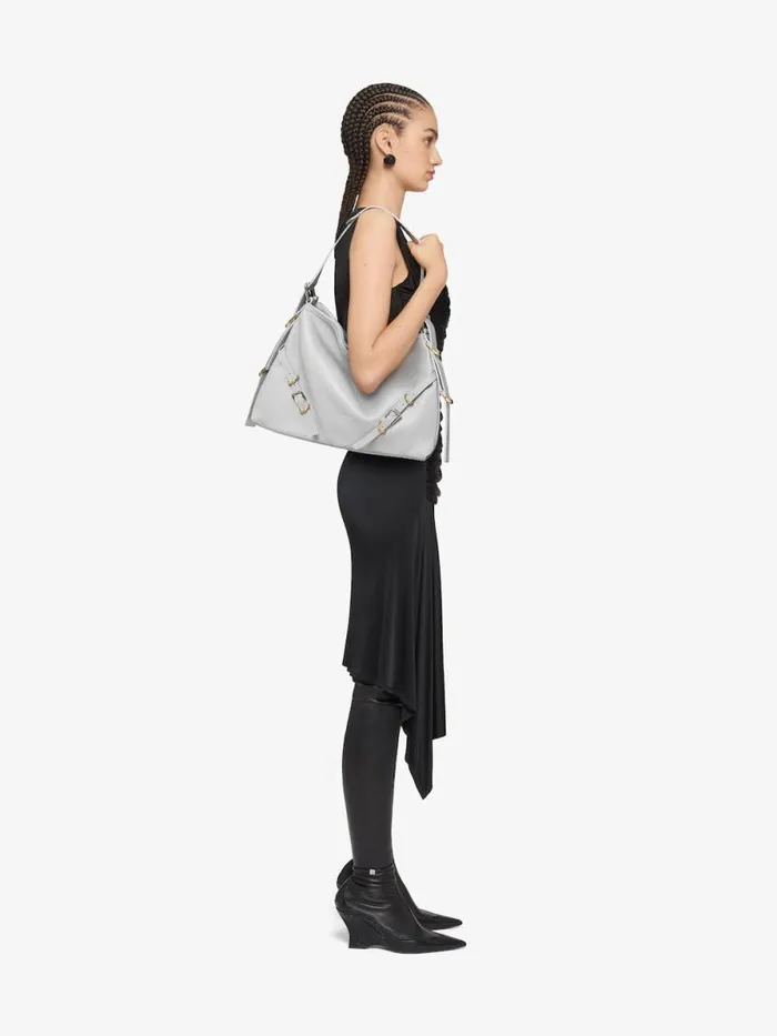 Women Crossbody Bags Givenchy Medium Voyou Bag In Leather Light Grey Women Crossbody Bags Givenchy Medium Voyou Bag In Leather Light Grey