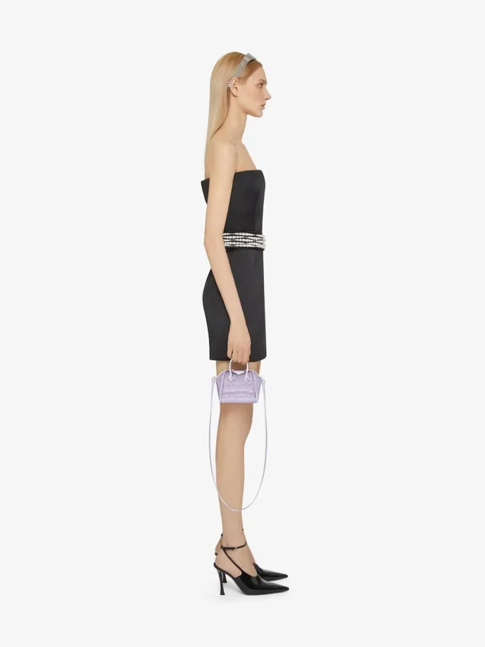 Women Crossbody Bags Givenchy Micro Antigona Bag In Satin With Strass Lavender