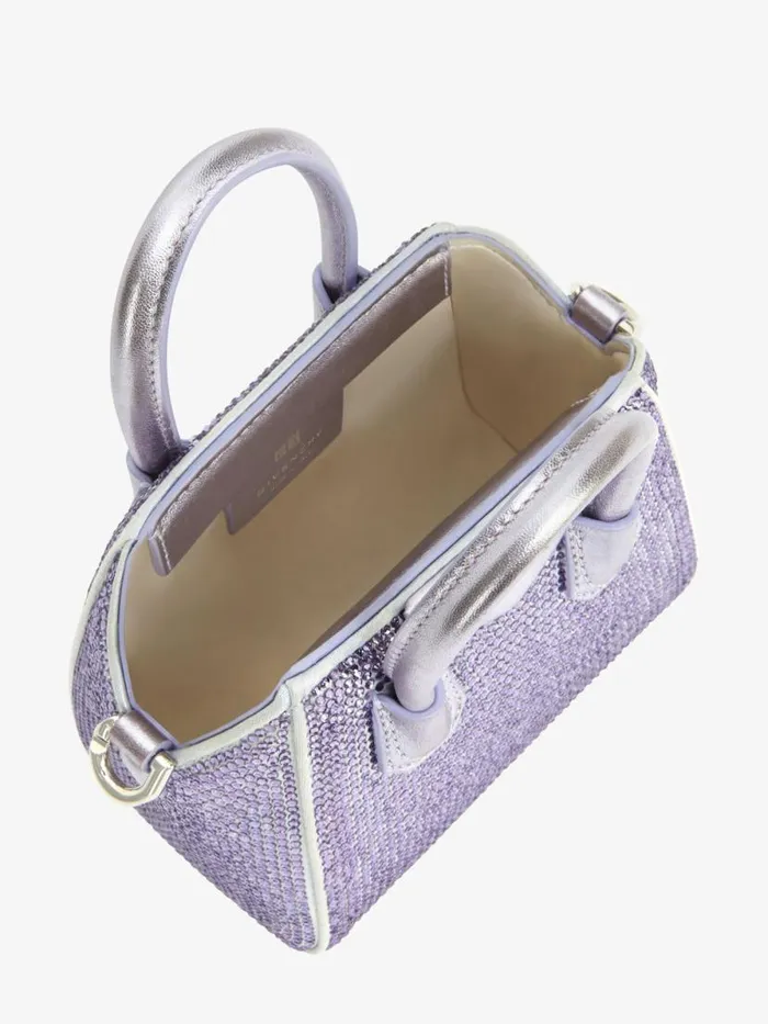 Women Crossbody Bags Givenchy Micro Antigona Bag In Satin With Strass Lavender