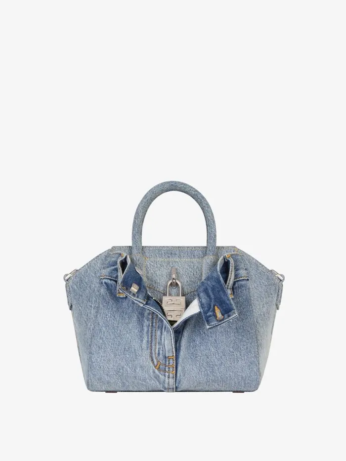 Women Crossbody Bags Givenchy Mini Antigona Lock Bag In Jeans Medium Blue