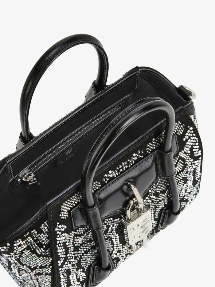 Women Crossbody Bags Givenchy Mini Antigona Lock Bag In Satin With Python Effect Strass Black Women Crossbody Bags Givenchy Mini Antigona Lock Bag In Satin With Python Effect Strass Black