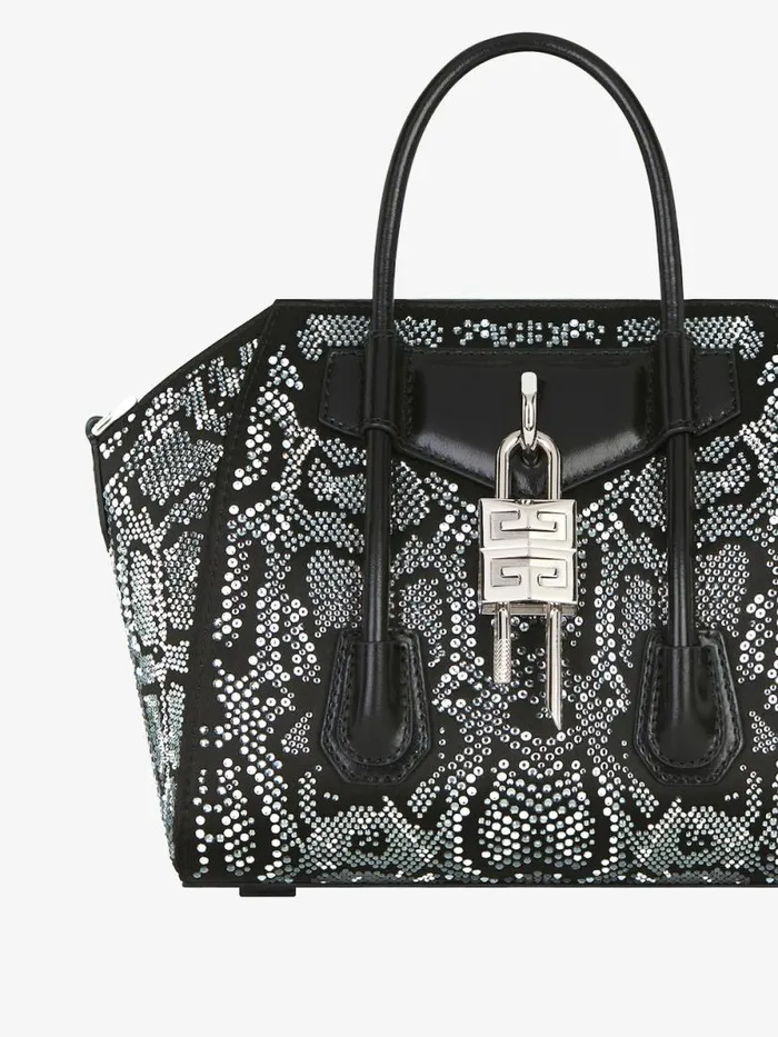 Women Crossbody Bags Givenchy Mini Antigona Lock Bag In Satin With Python Effect Strass Black Women Crossbody Bags Givenchy Mini Antigona Lock Bag In Satin With Python Effect Strass Black