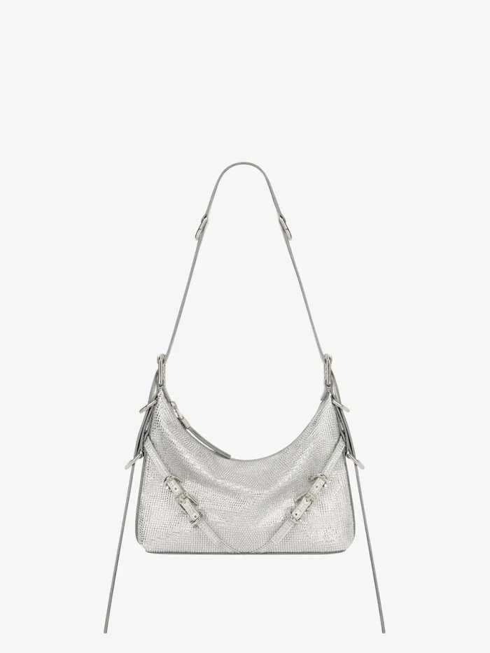 Women Crossbody Bags Givenchy Mini Voyou Bag In Satin With Strass And Leather Silvery Grey Women Crossbody Bags Givenchy Mini Voyou Bag In Satin With Strass And Leather Silvery Grey