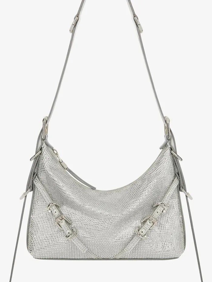 Women Crossbody Bags Givenchy Mini Voyou Bag In Satin With Strass And Leather Silvery Grey Women Crossbody Bags Givenchy Mini Voyou Bag In Satin With Strass And Leather Silvery Grey
