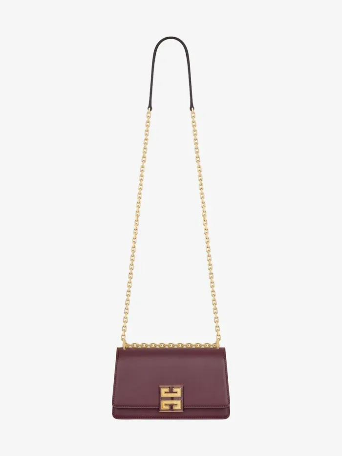Women Crossbody Bags Givenchy Small 4G Bag In Leather With Chain Oxblood Red