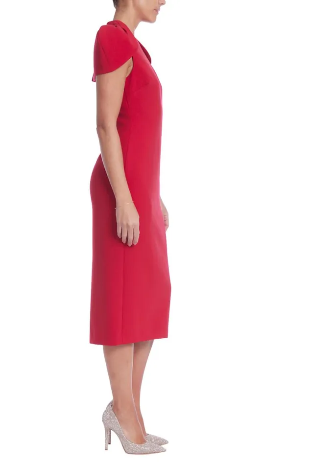 Women Day Badgley Mischka Sheath Dress With Cap Sleeve Shrug Red