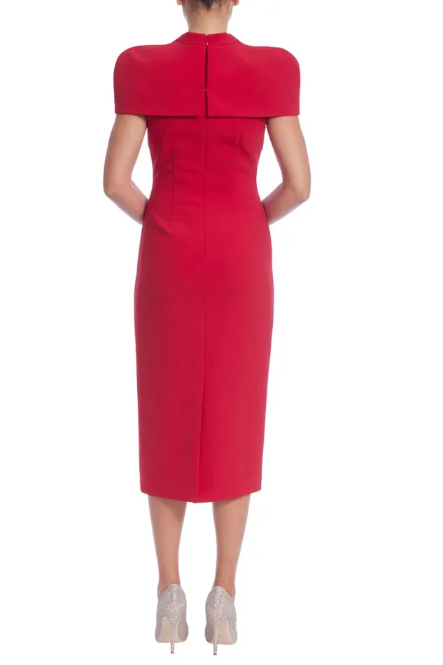 Women Day Badgley Mischka Sheath Dress With Cap Sleeve Shrug Red