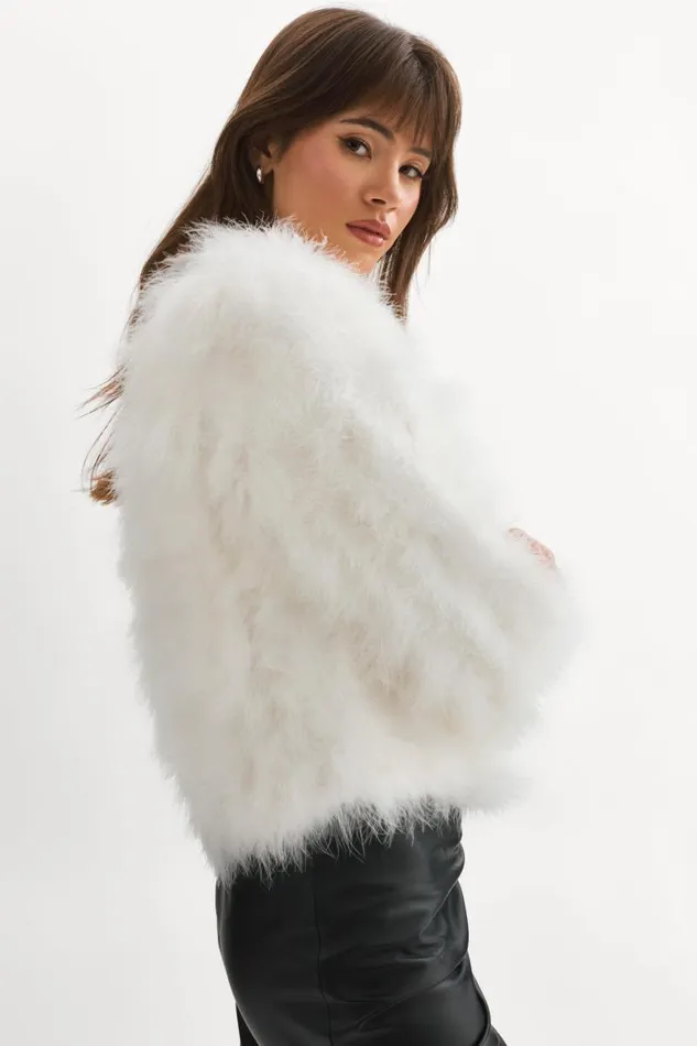 Women DEORA Feather Jacket White LAMARQUE Feather Jackets