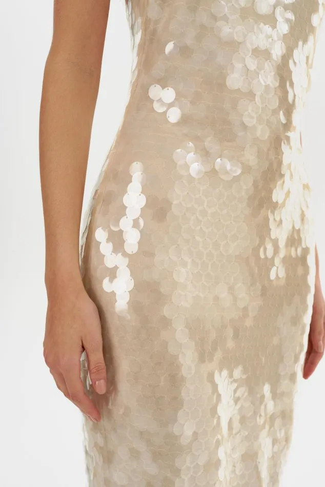 Women DERRICA Sequin Midi Dress Clear LAMARQUE Dresses Women DERRICA Sequin Midi Dress Clear LAMARQUE Dresses