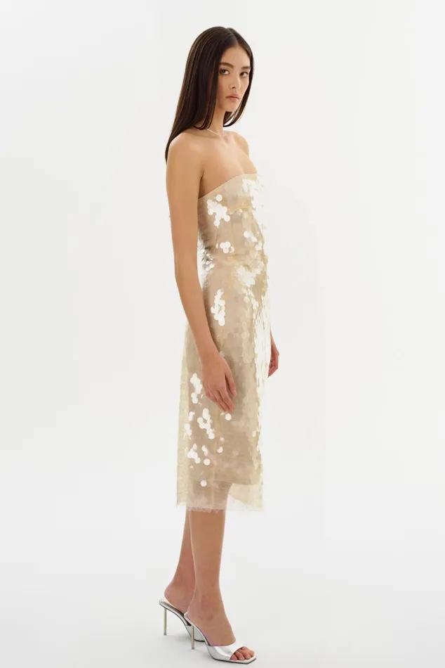 Women DERRICA Sequin Midi Dress Clear LAMARQUE Dresses Women DERRICA Sequin Midi Dress Clear LAMARQUE Dresses