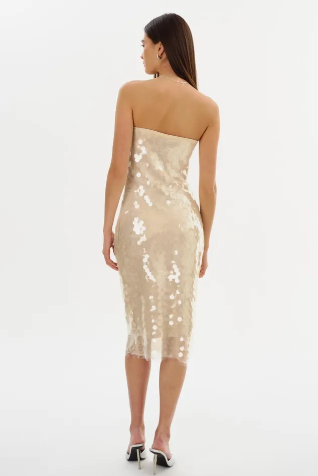Women DERRICA Sequin Midi Dress Clear LAMARQUE Dresses Women DERRICA Sequin Midi Dress Clear LAMARQUE Dresses
