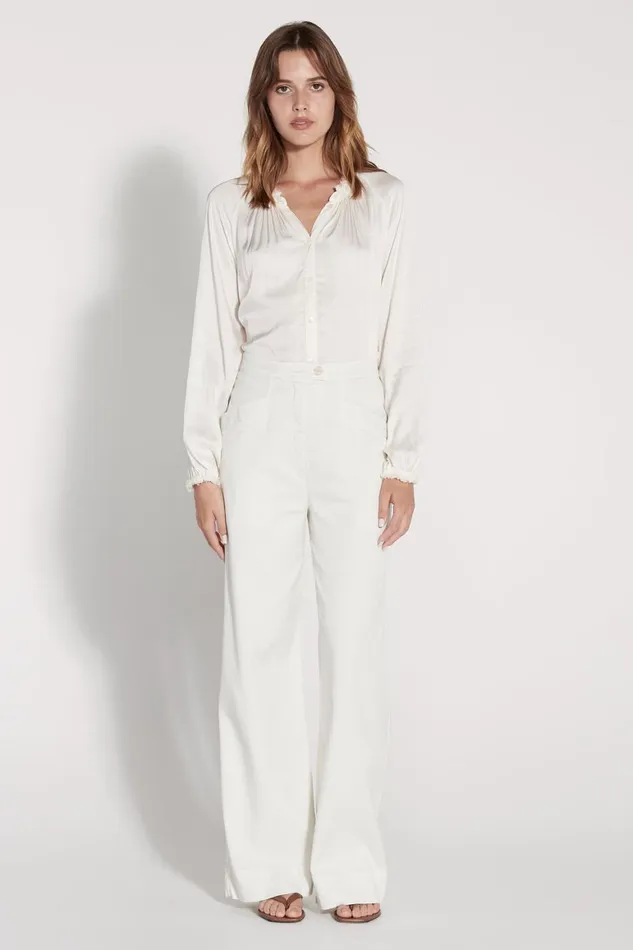 Women Dirty White Victorian Ruffle Blouse Raquel Allegra Tops