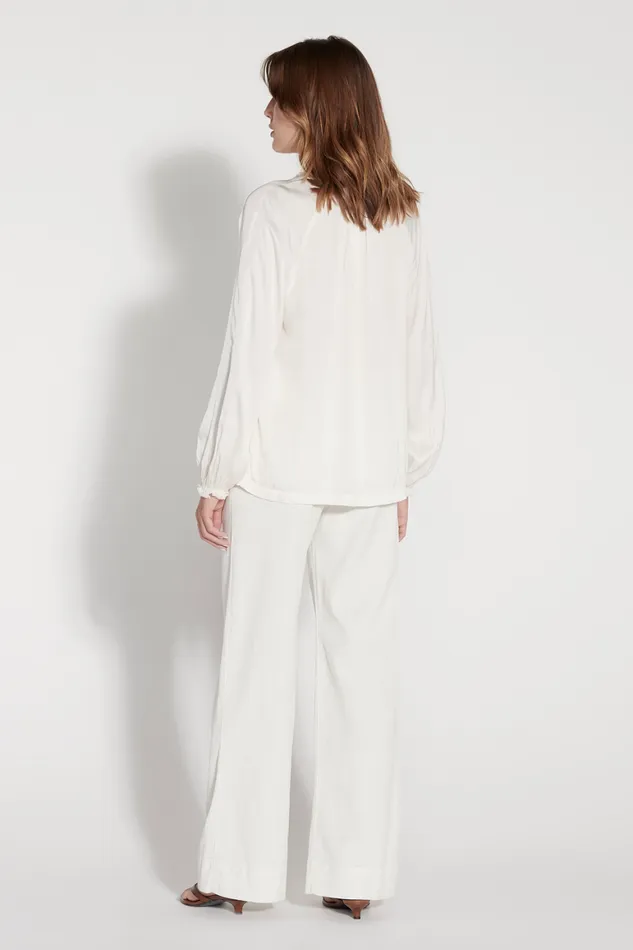 Women Dirty White Victorian Ruffle Blouse Raquel Allegra Tops