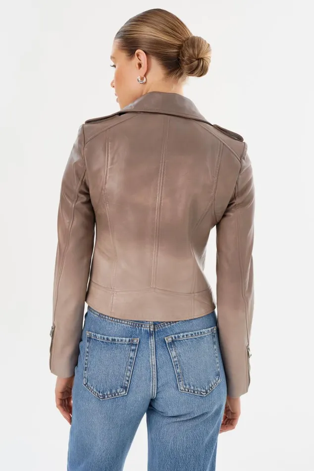 Women DONNA Iconic Leather Biker Jacket Desert Gradient LAMARQUE Leather Jackets Women DONNA Iconic Leather Biker Jacket Desert Gradient LAMARQUE Leather Jackets