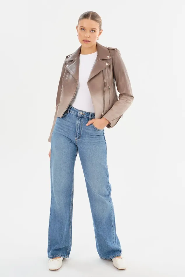 Women DONNA Iconic Leather Biker Jacket Desert Gradient LAMARQUE Leather Jackets Women DONNA Iconic Leather Biker Jacket Desert Gradient LAMARQUE Leather Jackets