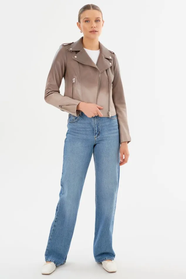 Women DONNA Iconic Leather Biker Jacket Desert Gradient LAMARQUE Leather Jackets Women DONNA Iconic Leather Biker Jacket Desert Gradient LAMARQUE Leather Jackets