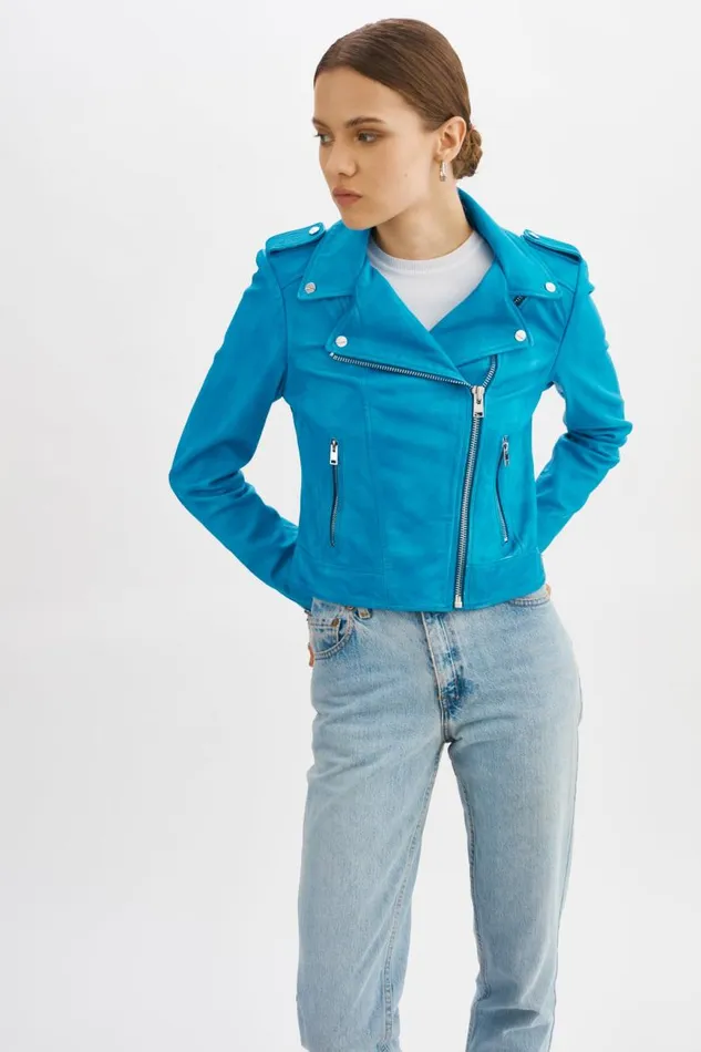 Women DONNA Iconic Leather Biker Jacket Faded Jean LAMARQUE Leather Jackets Women DONNA Iconic Leather Biker Jacket Faded Jean LAMARQUE Leather Jackets