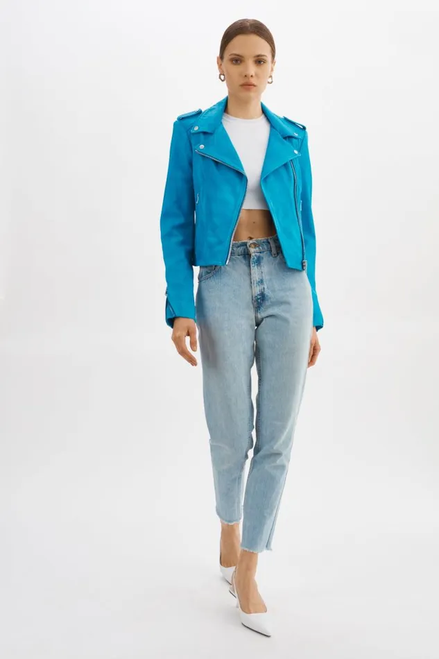 Women DONNA Iconic Leather Biker Jacket Faded Jean LAMARQUE Leather Jackets Women DONNA Iconic Leather Biker Jacket Faded Jean LAMARQUE Leather Jackets