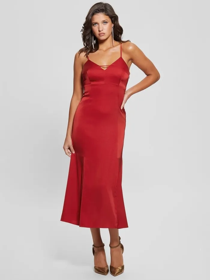 Women Dresses and Jumpsuits GUESS Eco Monique Satin Dress Chili Red