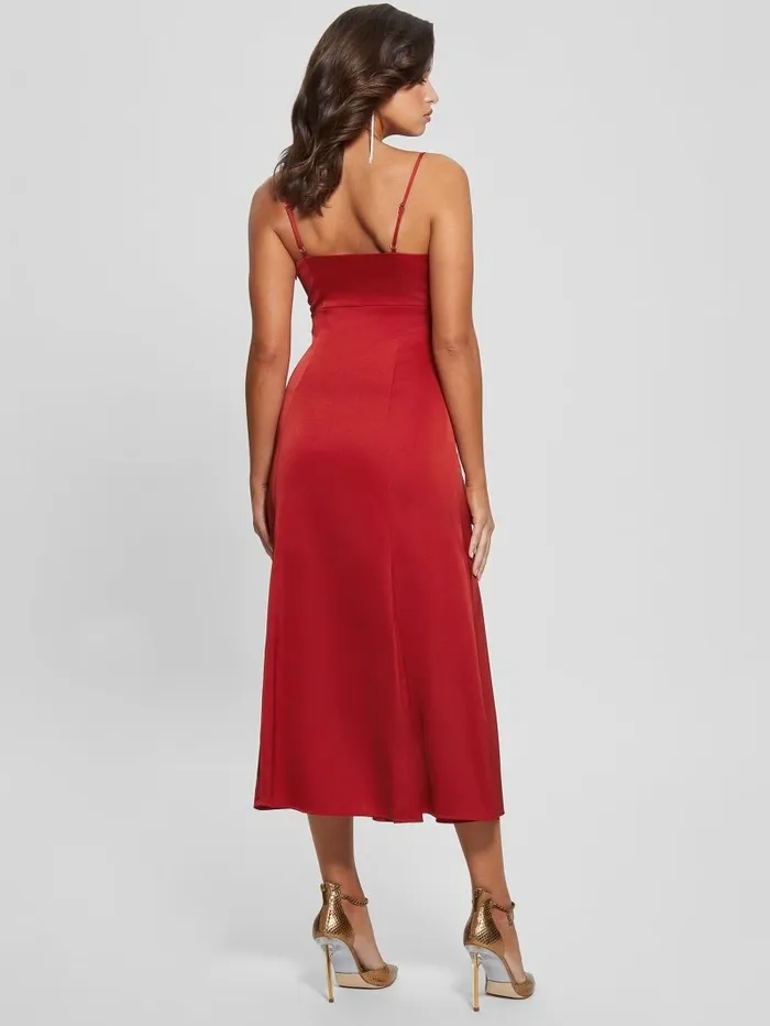 Women Dresses and Jumpsuits GUESS Eco Monique Satin Dress Chili Red Women Dresses and Jumpsuits GUESS Eco Monique Satin Dress Chili Red