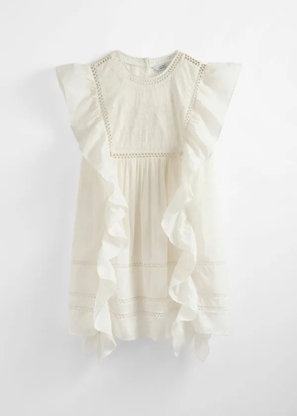 Women Dresses and Other Stories Embroidered Ruffle Mini Dress White