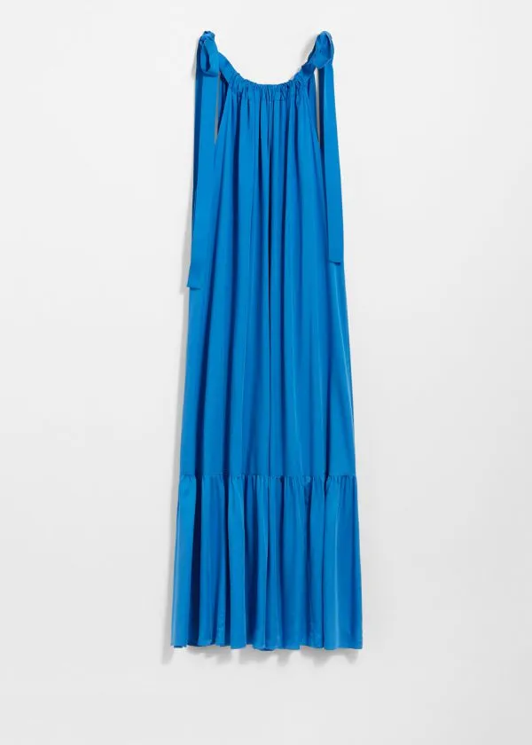Women Dresses and Other Stories Gathered Sleeveless Midi Dress Blue