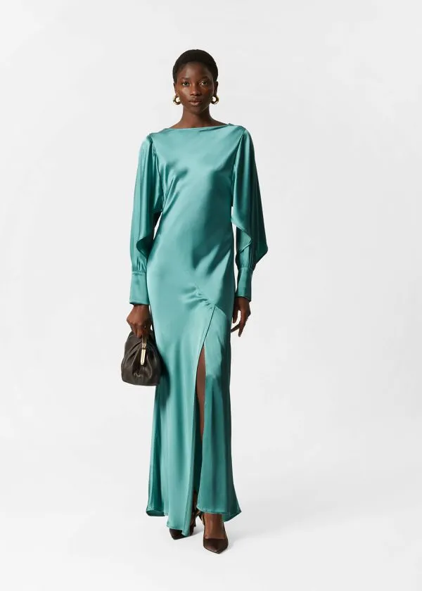 Women Dresses and Other Stories Satin Maxi Dress Turquoise