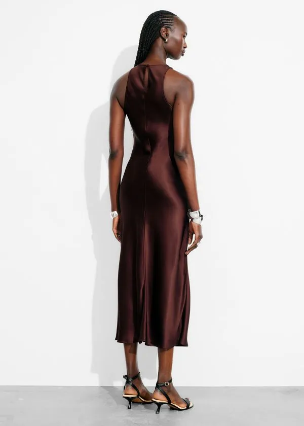 Women Dresses and Other Stories Sleeveless Satin Midi Dress Dark Red