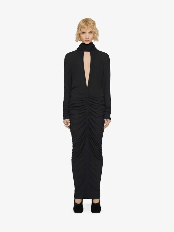 Women Dresses Givenchy Draped Dress In Jersey With Lavalliere Black