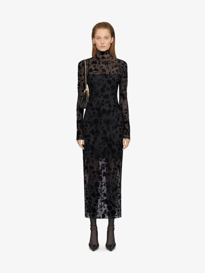 Women Dresses Givenchy Dress In 4G Flowers Tulle Black