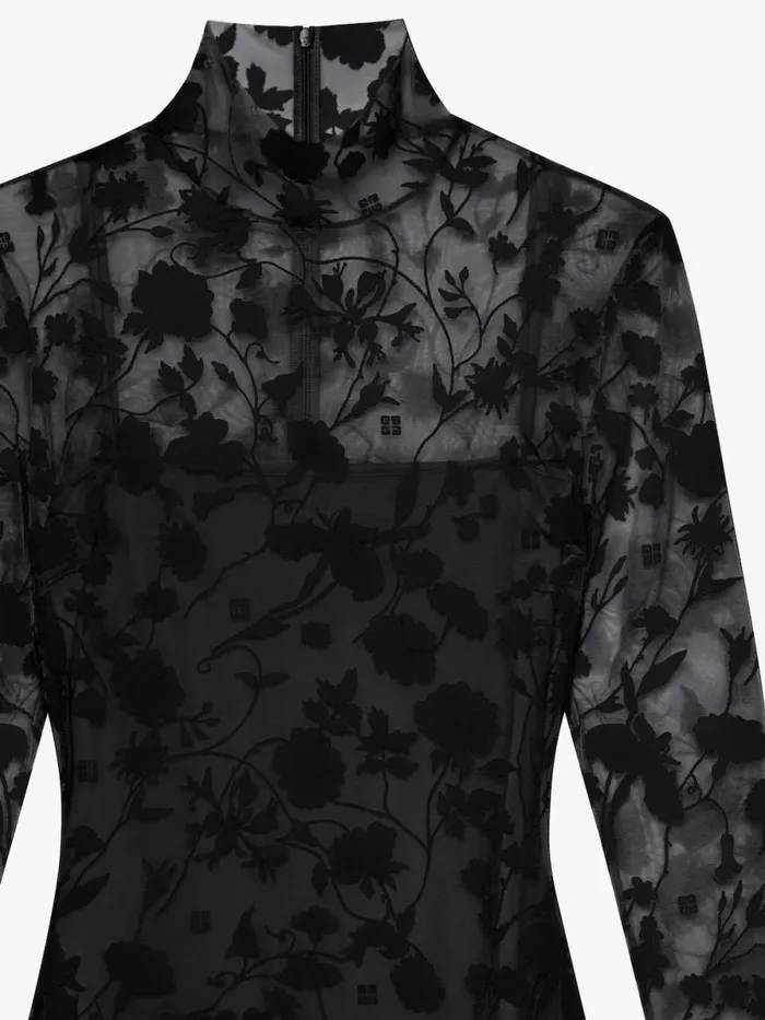 Women Dresses Givenchy Dress In 4G Flowers Tulle Black