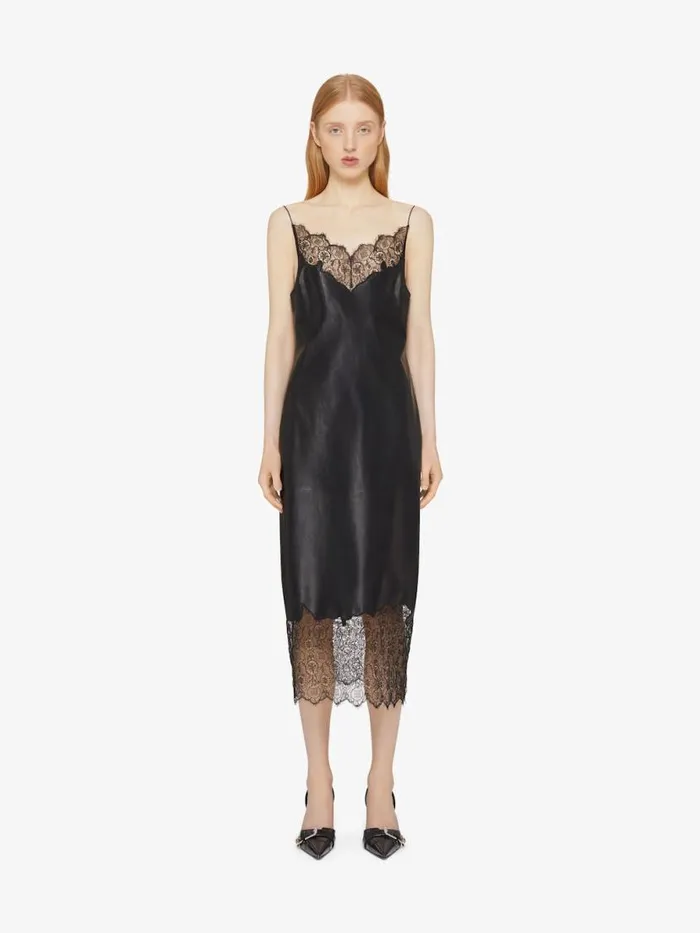 Women Dresses Givenchy Dress In Leather And Lace Black