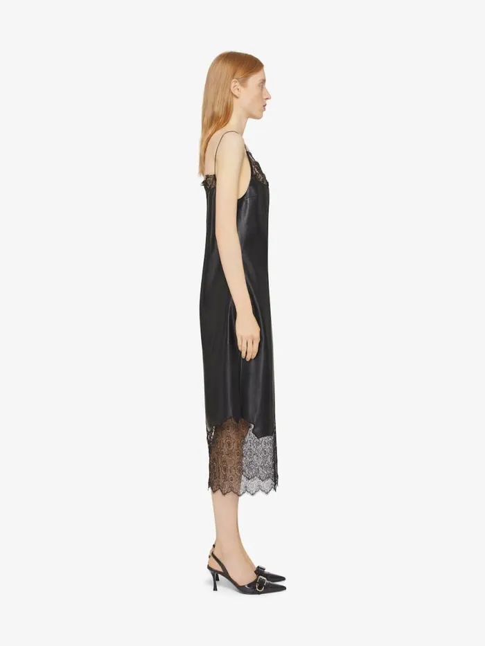 Women Dresses Givenchy Dress In Leather And Lace Black